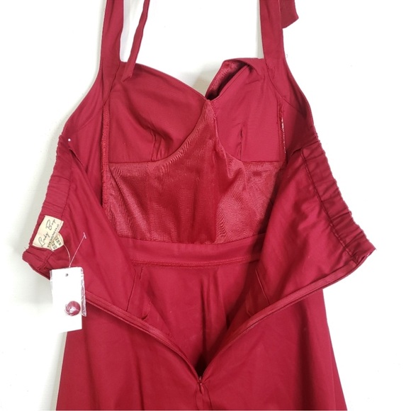 Lindy Bop Vintage Burgundy Midi Dress - Picture 6 of 16